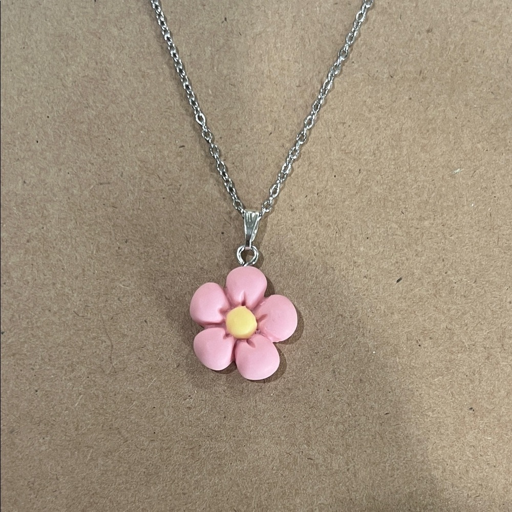 3/$30 • Pink Flower Pendant Necklace